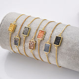 Rectangle Gold Plated Bezel Titanium Rainbow Druzy Adjustable Bracelet ZG0154-B