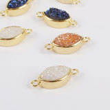 Gold Plated Bezel Marquise Natural Titanium Druzy Connector ZG0156