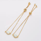 Teardrop Gold Plated Bezel White Opal Faceted Adjustable Bracelet, Fashion Jewelry For Women ZG0307-B