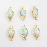 Marquise Shape Gold Plated Bezel White Opal Faceted Connector, For Jewlery Making ZG0309