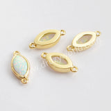 Marquise Shape Gold Plated Bezel White Opal Faceted Connector, For Jewlery Making ZG0309