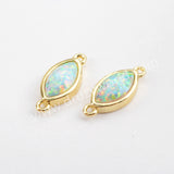 Marquise Shape Gold Plated Bezel White Opal Faceted Connector, For Jewlery Making ZG0309