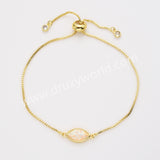 Marquise Gold Bezel White Opal Adjustable Bracelet, Fashion Jewelry Women's Bracelet ZG0309-B