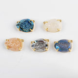 Teardrop Gold Plated Claw Rainbow Titanium Druzy Faceted Connector ZG0313