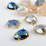 Teardrop Gold Plated Claw Rainbow Titanium Druzy Faceted Connector ZG0313