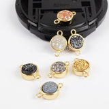 Gold Plated Bezel Round Rainbow Titanium Druzy Connector ZG0152