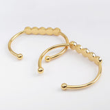Gold Plated Five Round Natural Agate Titanium Druzy Bangle Bracelet, Crystal Cuff ZG0423