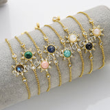 Gold Plated Bezel Star CZ Micro Pave Natural Crystal Stone Faceted Bracelet, Birthstone Bracelet, Lady Fashion Jewelry ZG0517