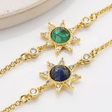 Gold Plated Bezel Star CZ Micro Pave Natural Crystal Stone Faceted Bracelet, Birthstone Bracelet, Lady Fashion Jewelry ZG0517