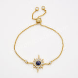 Gold Plated Bezel Natural Stone Faceted Adjustable Bracelet CZ Star Bracelet, Gemstone Women Fashion Jewelry ZG0518