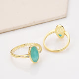 Gold Plated Oval Sunstone Ring, Mult Gemstone Faceted CZ Ring ZG0527