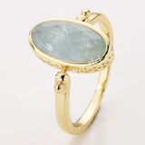 Gold Plated Oval Citrine Ring, Mult Gemstone Faceted Rolling Ring ZG0528