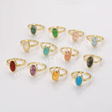 Gold Plated Oval Citrine Ring, Mult Gemstone Faceted Rolling Ring ZG0528