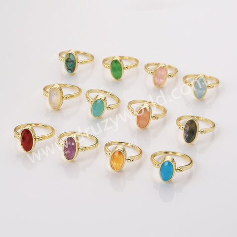 Gold Plated Oval Citrine Ring, Mult Gemstone Faceted Rolling Ring ZG0528