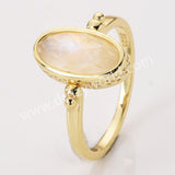 Gold Plated Oval Citrine Ring, Mult Gemstone Faceted Rolling Ring ZG0528