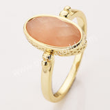 Gold Plated Oval Citrine Ring, Mult Gemstone Faceted Rolling Ring ZG0528