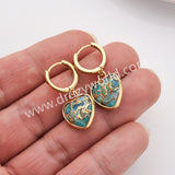 Gold Heart Natural Stone Faceted Earrings, Moonstone Gemstone Heart Jewelry Earring ZG0529-2