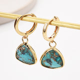 Gold Triangle Birthstone Faceted Earrings, Moonstone Aquamarine Crystals Jewelry Earring ZG0529-3