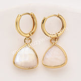 Gold Triangle Birthstone Faceted Earrings, Moonstone Aquamarine Crystals Jewelry Earring ZG0529-3