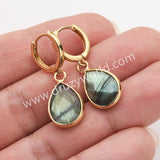 Gold Pear Birthstone Faceted Drop Earrings, Amethyst Moonstone Crystals Jewelry Earring ZG0529-4