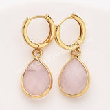 Gold Pear Birthstone Faceted Drop Earrings, Amethyst Moonstone Crystals Jewelry Earring ZG0529-4