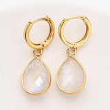 Gold Pear Birthstone Faceted Drop Earrings, Amethyst Moonstone Crystals Jewelry Earring ZG0529-4