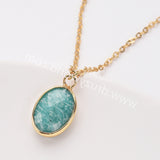 18" Oval Gold Rainbow Natural Stone Faceted Pendant Necklace,  Boho Gemstone Jewelry Necklace ZG0530-10