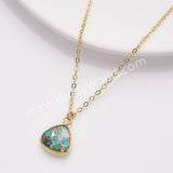 18" Colorful Triangle Natural Gemstone Faceted Gold Chain Necklace, Healing Crystal Stone Jewelry Necklace ZG0530-3