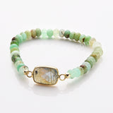 Rectangle Multi Gemstone Faceted Gold Bracelet, Australia Jade Beads Bracelet, Handmade Boho Jewelry ZG0531-1