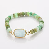 Rectangle Multi Gemstone Faceted Gold Bracelet, Australia Jade Beads Bracelet, Handmade Boho Jewelry ZG0531-1