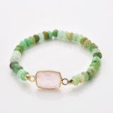 Rectangle Multi Gemstone Faceted Gold Bracelet, Australia Jade Beads Bracelet, Handmade Boho Jewelry ZG0531-1