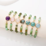 Gold Square Moonstone Crystal Faceted Stretch Bracelet, Australia Jade Beads, Handmade Boho Jewelry Bracelet ZG0531-2