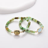 Gold Square Moonstone Crystal Faceted Stretch Bracelet, Australia Jade Beads, Handmade Boho Jewelry Bracelet ZG0531-2