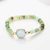 Gold Square Moonstone Crystal Faceted Stretch Bracelet, Australia Jade Beads, Handmade Boho Jewelry Bracelet ZG0531-2