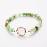 Gold Square Moonstone Crystal Faceted Stretch Bracelet, Australia Jade Beads, Handmade Boho Jewelry Bracelet ZG0531-2