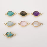 Teardrop Multi Gemstones Faceted Connectors, Gold Bezel Crystal Pear Shape Connectors ZG0531-4-C