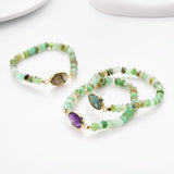 Oval Gold Australia Jade Gemstone Beaded Stretch Bracelet, Birthstone Handmade Boho Bracelet ZG0531-5