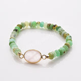 Oval Gold Australia Jade Gemstone Beaded Stretch Bracelet, Birthstone Handmade Boho Bracelet ZG0531-5