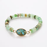 Oval Gold Australia Jade Gemstone Beaded Stretch Bracelet, Birthstone Handmade Boho Bracelet ZG0531-5