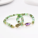 Drop Natural Gemstone & Australia Jade Beads Stretch Bracelet, Gold Plated Crystal Handmade Bracelet For Women ZG0531-7