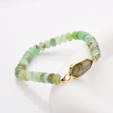 Drop Natural Gemstone & Australia Jade Beads Stretch Bracelet, Gold Plated Crystal Handmade Bracelet For Women ZG0531-7