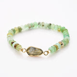 Drop Natural Gemstone & Australia Jade Beads Stretch Bracelet, Gold Plated Crystal Handmade Bracelet For Women ZG0531-7