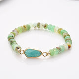 Drop Natural Gemstone & Australia Jade Beads Stretch Bracelet, Gold Plated Crystal Handmade Bracelet For Women ZG0531-7