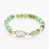 Drop Natural Gemstone & Australia Jade Beads Stretch Bracelet, Gold Plated Crystal Handmade Bracelet For Women ZG0531-7