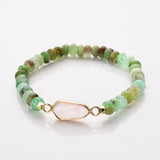 Drop Natural Gemstone & Australia Jade Beads Stretch Bracelet, Gold Plated Crystal Handmade Bracelet For Women ZG0531-7