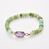 Long Hexagon Multi Gemstone & Australia Jade Beads Bracelet, Gold Plated Handmade Bracelet ZG0531-8