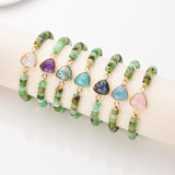 Triangle Rose Quartz Crystal Faceted Stretch Gold Bracelet, Australia Jade Beads, Gemstones Women's Bracelet ZG0531-9