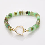 Triangle Rose Quartz Crystal Faceted Stretch Gold Bracelet, Australia Jade Beads, Gemstones Women's Bracelet ZG0531-9