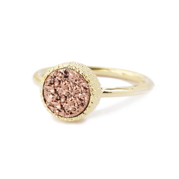 Gold Plated Bezel Round Natural Agate Titanium Druzy Ring, Gemstone Ring Jewelry ZG059