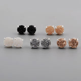 Silver Plated Claw 10mm Round Natural Agate Titanium Druzy Stud Earrings ZS0132